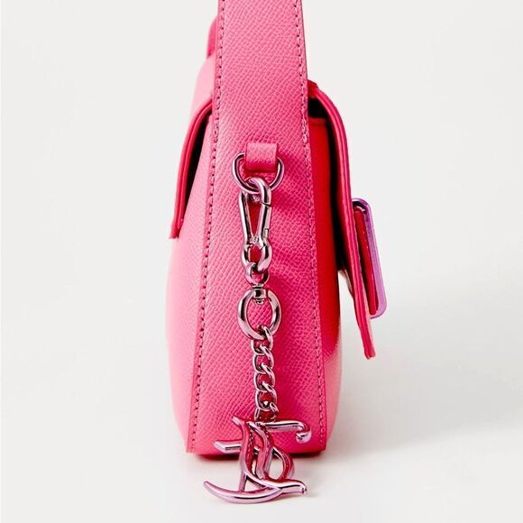 Juicy Couture Hot Pink Faux Leather Jasmine Flap Hobo Bag w/ Metallic Mini Pouch - Picture 7 of 16